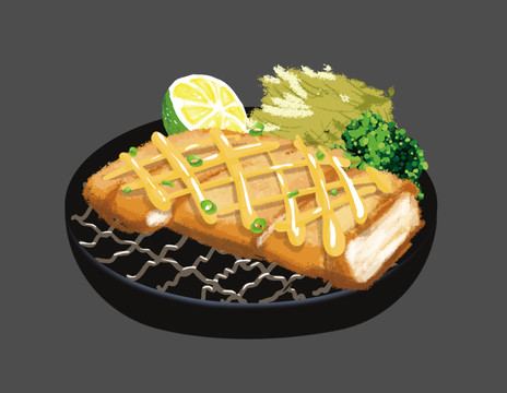 日式炸豬排手繪插畫(huà)
