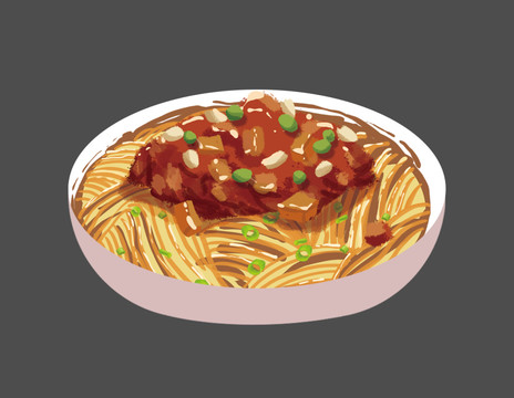 炸醬面手繪插畫(huà)