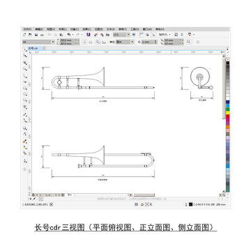 长号cdr平面图立面图