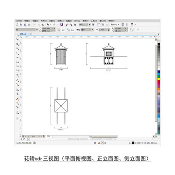 花轿cdr平面图立面图