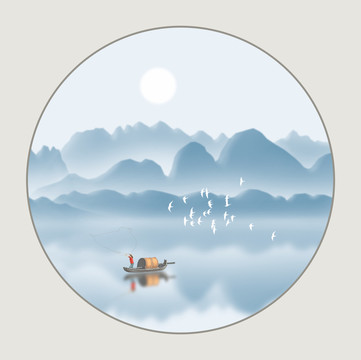 圓形山水畫