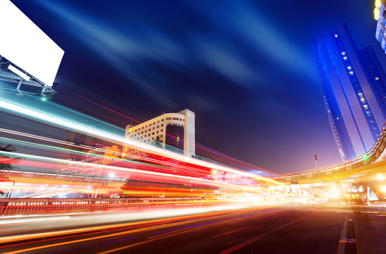 上海浦东陆家嘴城市道路夜景