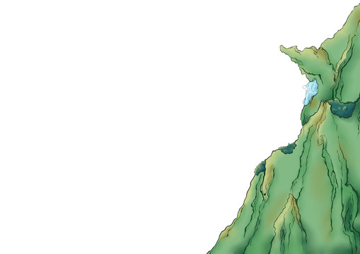 原创中国风古风山脉手绘青山插画