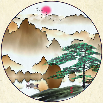 圓形山水畫