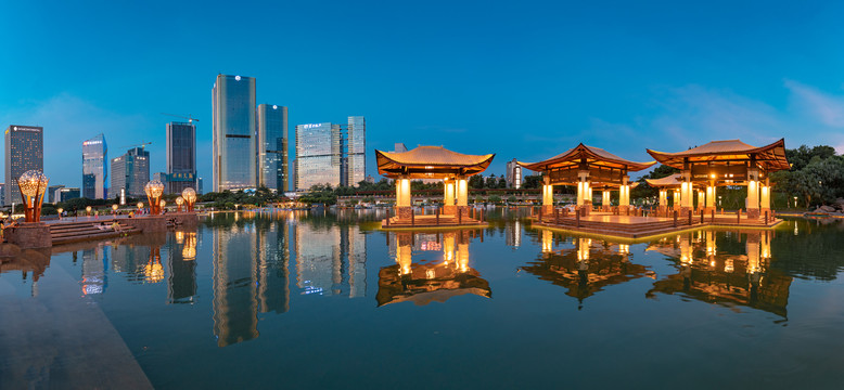 佛山千灯湖公园夜景