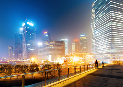 上海浦东陆家嘴城市夜景