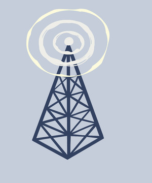 扁平科技5G信息信号塔插画素材