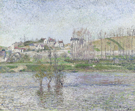 卡米耶·毕沙罗小河村庄风景油画