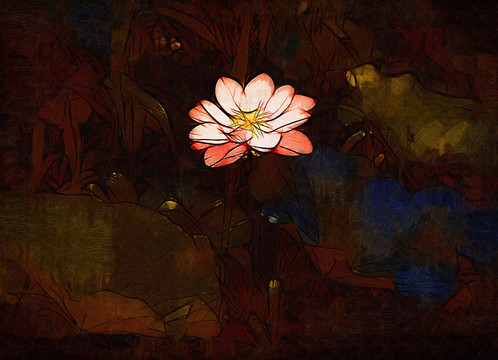 荷花油畫(huà)