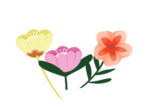 手繪植物小清新花卉花朵插畫