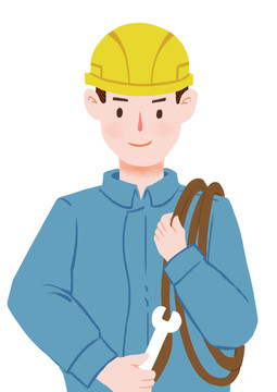 手繪人物建筑維修工人素材插畫