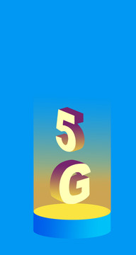 扁平5G信息科技光柱投影插畫