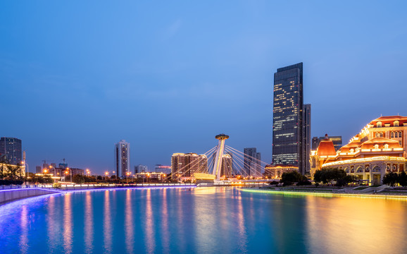 天津海河景观夜景