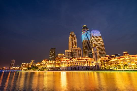 天津海河津湾广场夜景