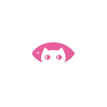 猫咪和鱼主题LOGO图形商标