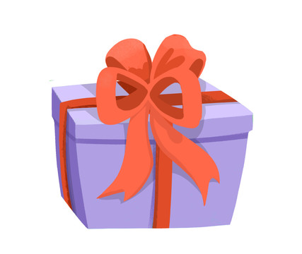 卡通红色丝带紫色礼物盒素材插画