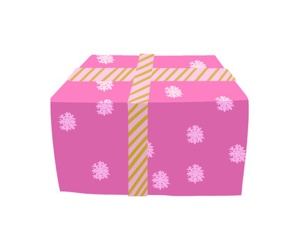 卡通礼物粉色波点礼物盒插画