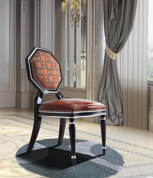 法式黑檀亮光实木休闲椅家具