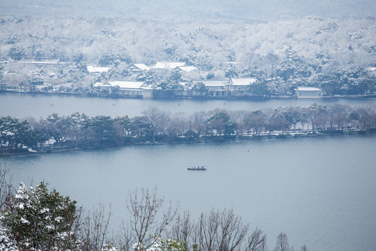 杭州西湖花港观鱼公园雪韵