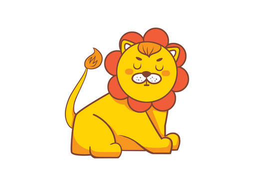 手繪動物黃色臥躺睡覺的獅子插畫