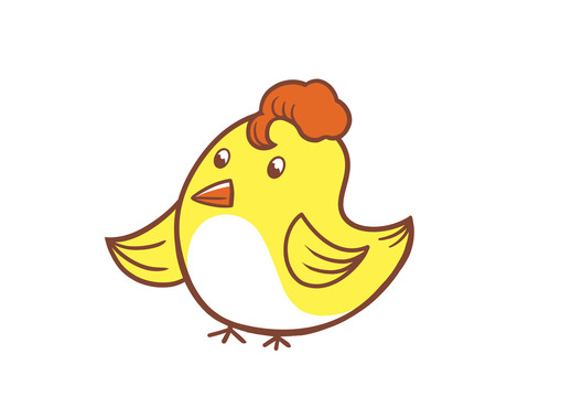 手绘卡通动物黄色可爱小鸡插画