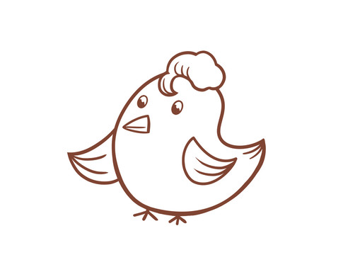 手绘动物卡通可爱的小鸡简笔画