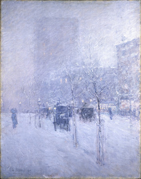 蔡尔德·哈萨姆纽约冬季风景油画