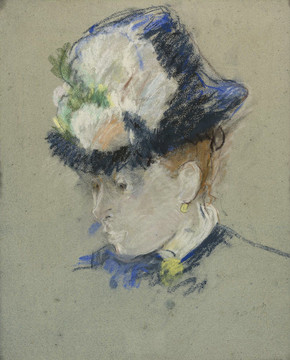 贝尔特·莫里索戴帽子的女人头像油画