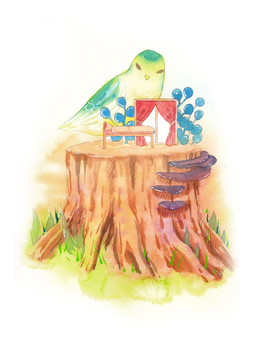 水彩畫(huà)小人國(guó)插畫(huà)