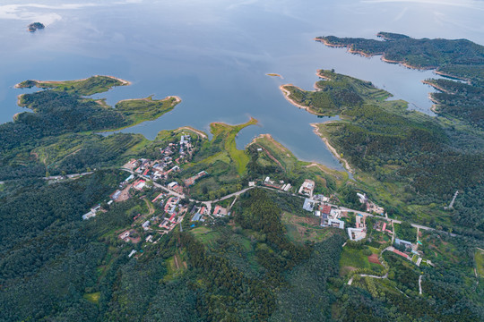 航拍北京郊区密云水库