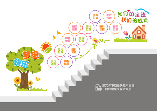 幼兒園階梯照片墻
