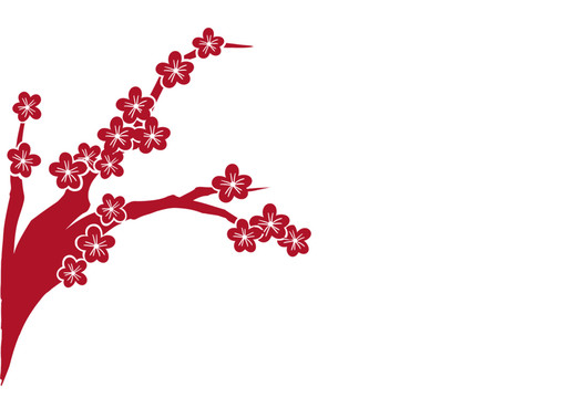 原創(chuàng)手繪中國風(fēng)剪紙梅花樹插畫