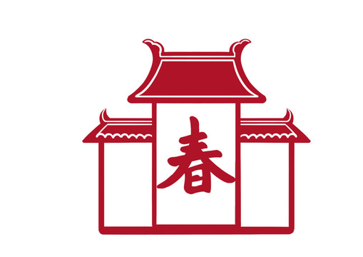 手繪剪紙風(fēng)房子城墻建筑素材