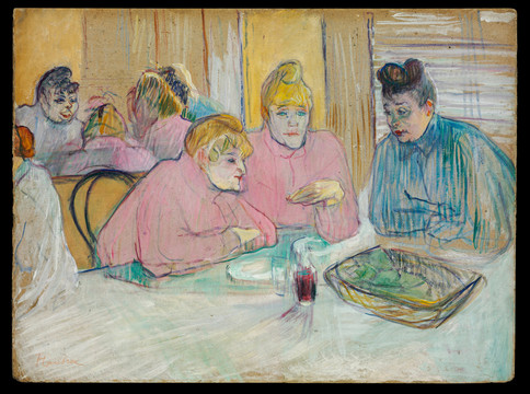 劳特雷克妓女围绕餐桌油画