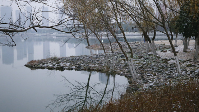 安徽省合肥市翡翠湖风景区冬季雪