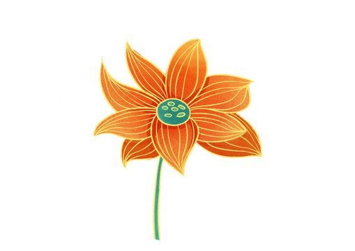 手绘植物中国风盛放的莲花插画