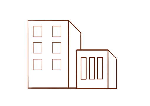 原創(chuàng)手繪城市建筑房屋樓房簡筆畫
