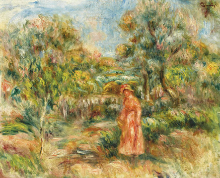 雷诺阿风景中的女人油画