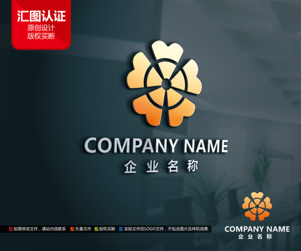 原创花瓣花朵标志M字母LOGO