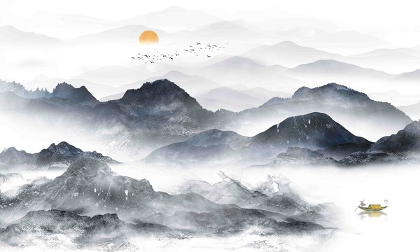 水墨山水背景墻
