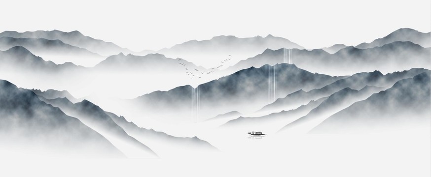 水墨山水畫裝飾畫