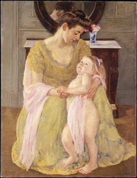 玛丽·卡萨特母亲和孩子油画
