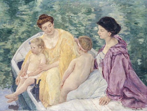 玛丽·卡萨特两个母亲和他们的儿童船油画