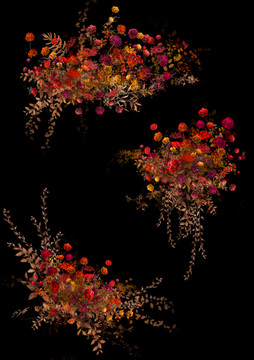 紅色紅金色婚禮花藝