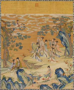 高鳳翰緙絲群仙祝壽軸