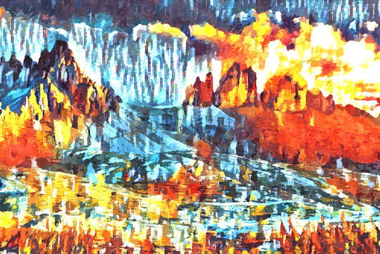 山水抽象油画