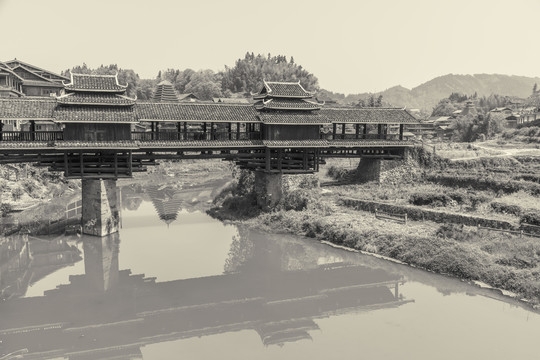 三江程阳桥风雨桥老照片