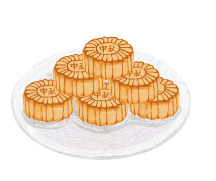 中秋月餅插畫八月十五