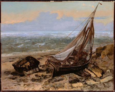 居斯塔夫·库尔贝海滩风景油画