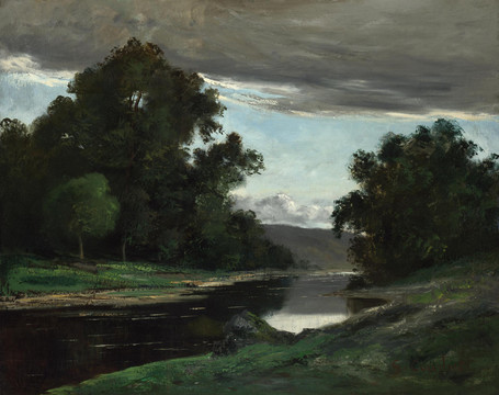 居斯塔夫·库尔贝河流风景油画